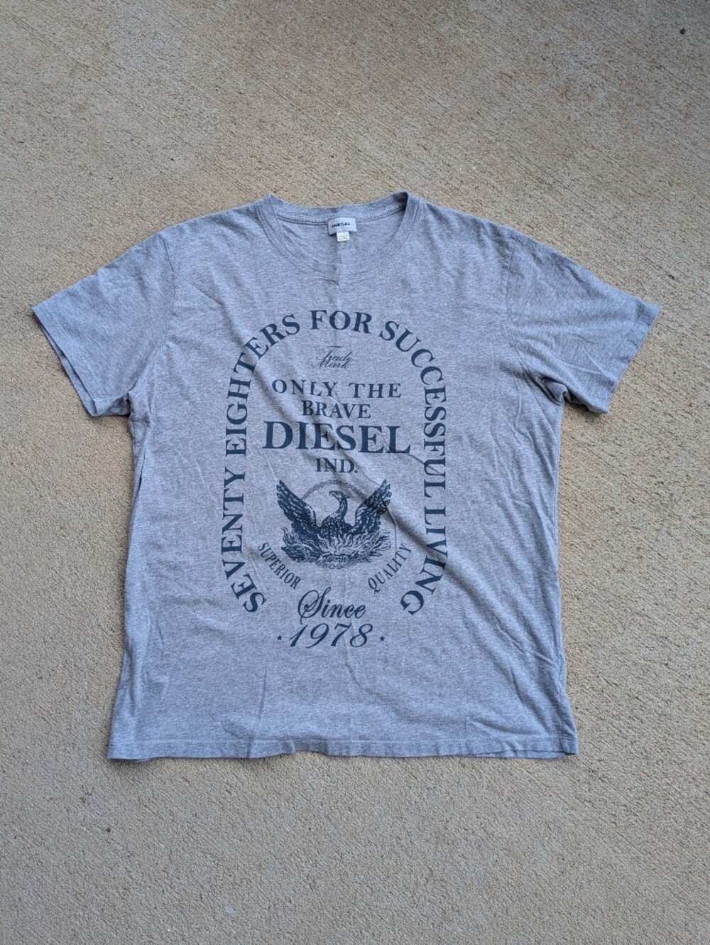 Y2K Diesel Men's Gray Graphic Logo T‑Shirt
